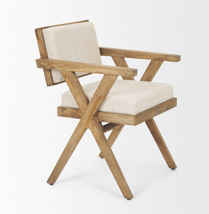Mercana - Topanga I Cream Fabric Wrap Medium Brown Wooden Frame Dining Chair - 68504 view 7