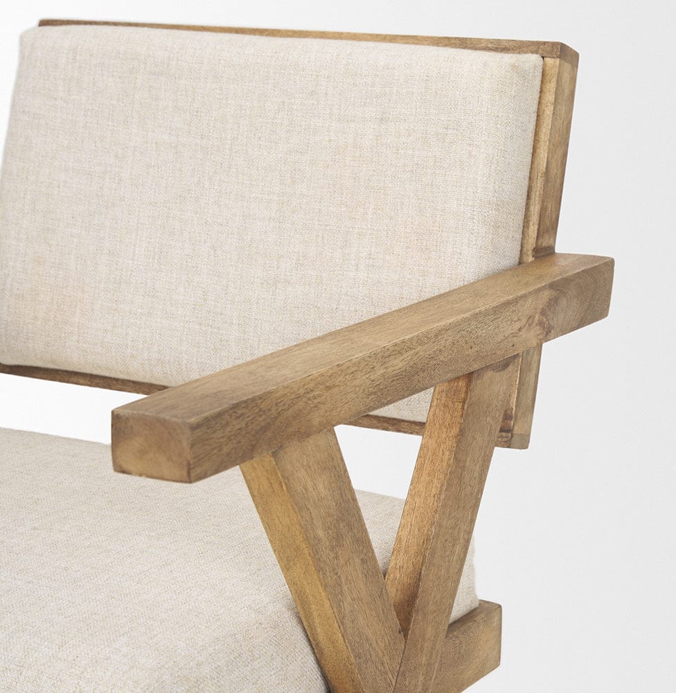 Mercana - Topanga I Cream Fabric Wrap Medium Brown Wooden Frame Dining Chair - 68504 view 8