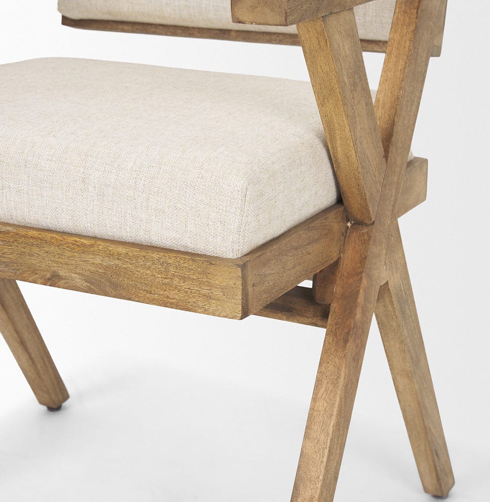 Mercana - Topanga I Cream Fabric Wrap Medium Brown Wooden Frame Dining Chair - 68504 view 10