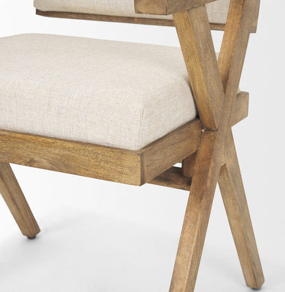 Mercana - Topanga I Cream Fabric Wrap Medium Brown Wooden Frame Dining Chair - 68504 view 10