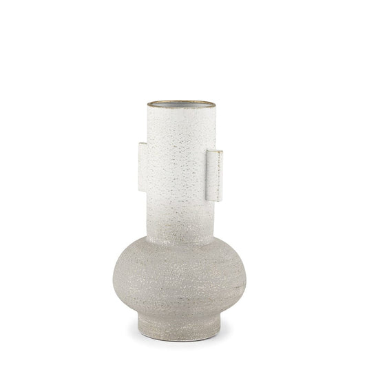 Mercana - Torres Small Textured Off White w/ Gold Metal Vase - 70955 view 1