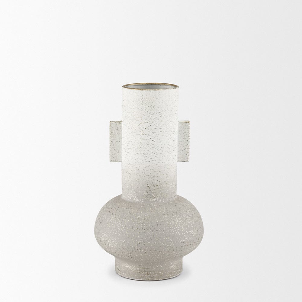 Mercana - Torres Small Textured Off White w/ Gold Metal Vase - 70955 view 2