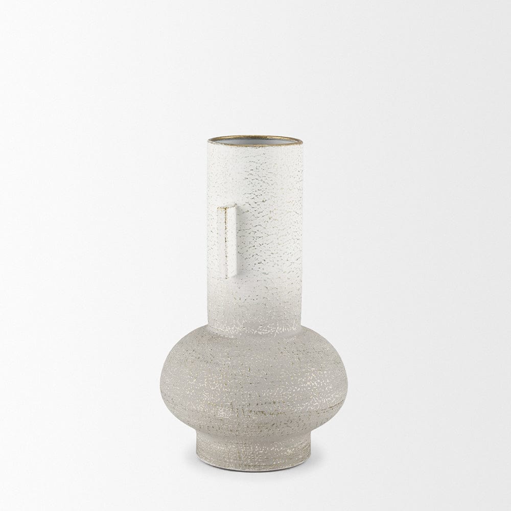 Mercana - Torres Small Textured Off White w/ Gold Metal Vase - 70955 view 4