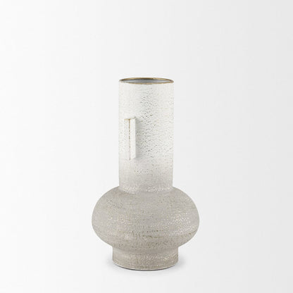 Mercana - Torres Small Textured Off White w/ Gold Metal Vase - 70955 view 4