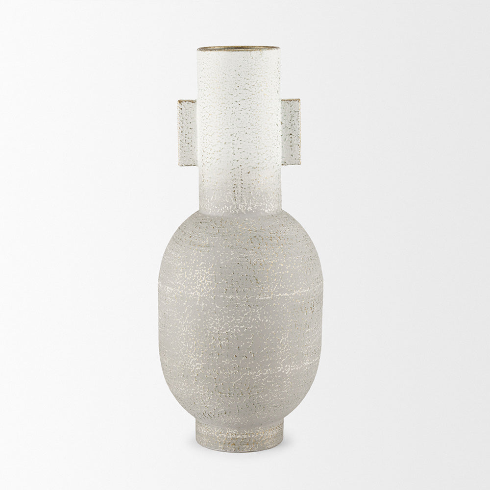 Mercana - Torres Tall Textured Off White w/ Gold Metal Vase - 70956 view 2