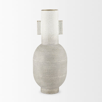 Mercana - Torres Tall Textured Off White w/ Gold Metal Vase - 70956 view 2