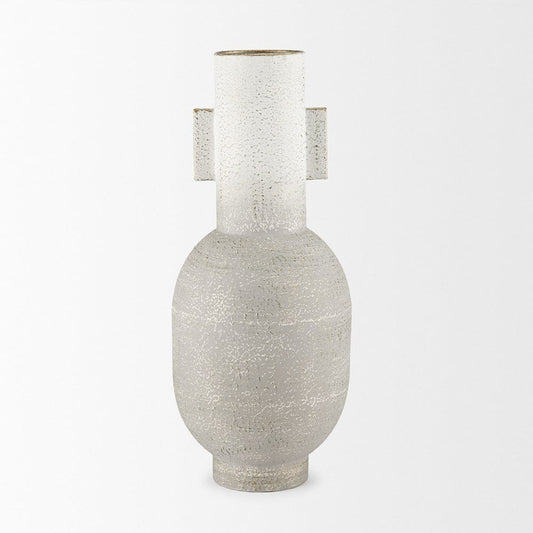 Mercana - Torres Tall Textured Off White w/ Gold Metal Vase - 70956 view 2