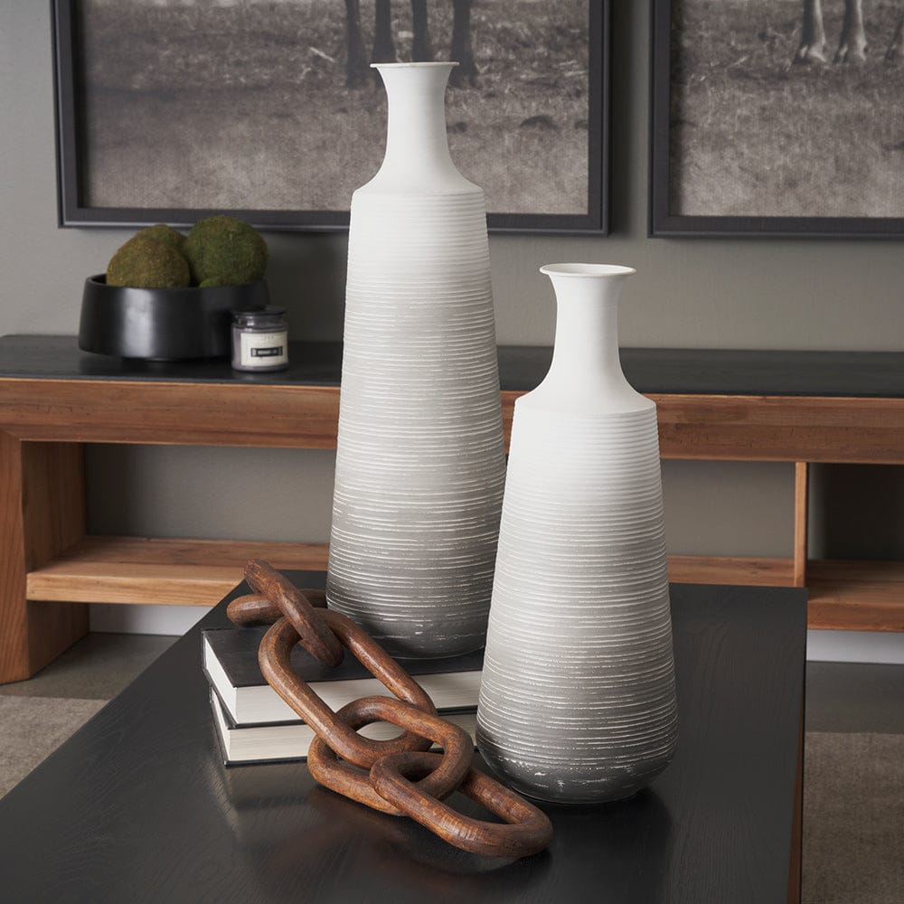 Mercana - Toru Medium White w/ Grey Ombre Metal Vase - 70957 view 8