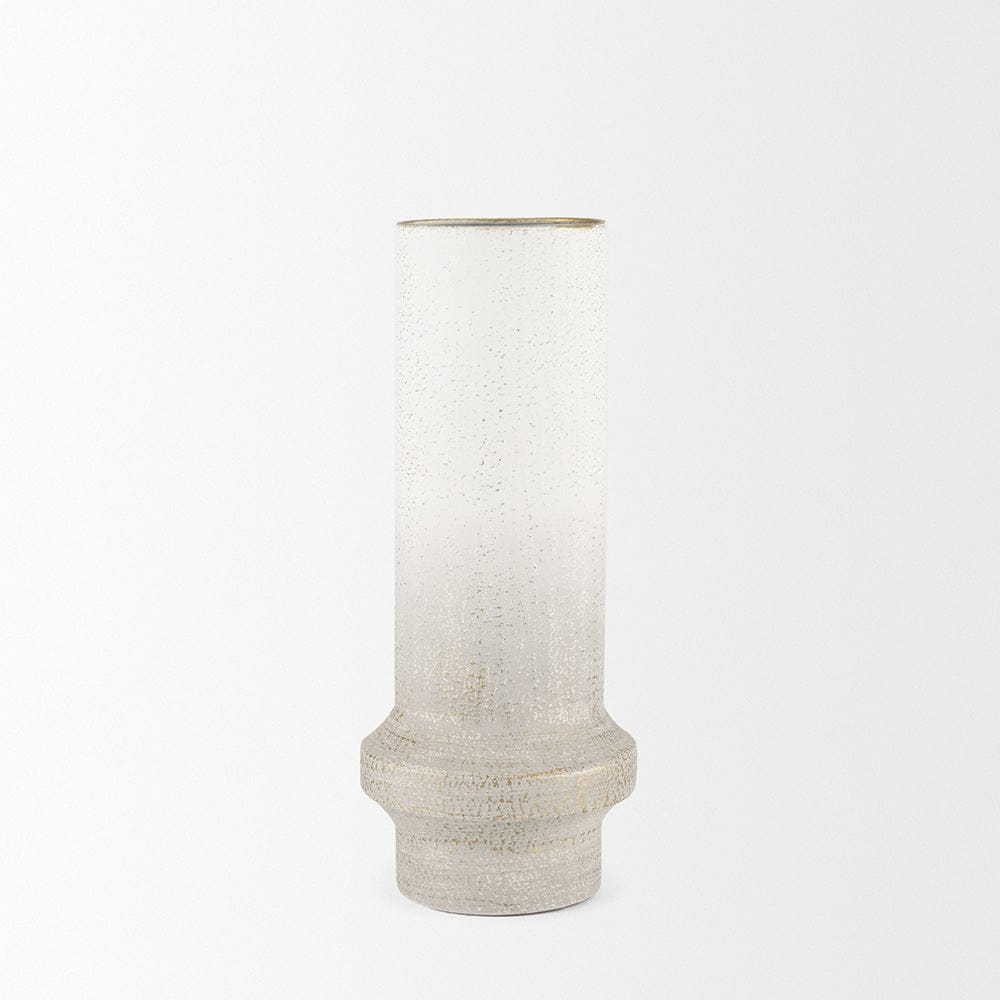 Mercana - Tovah Medium Textured White w/ Gold Metal Vase - 70951 view 2