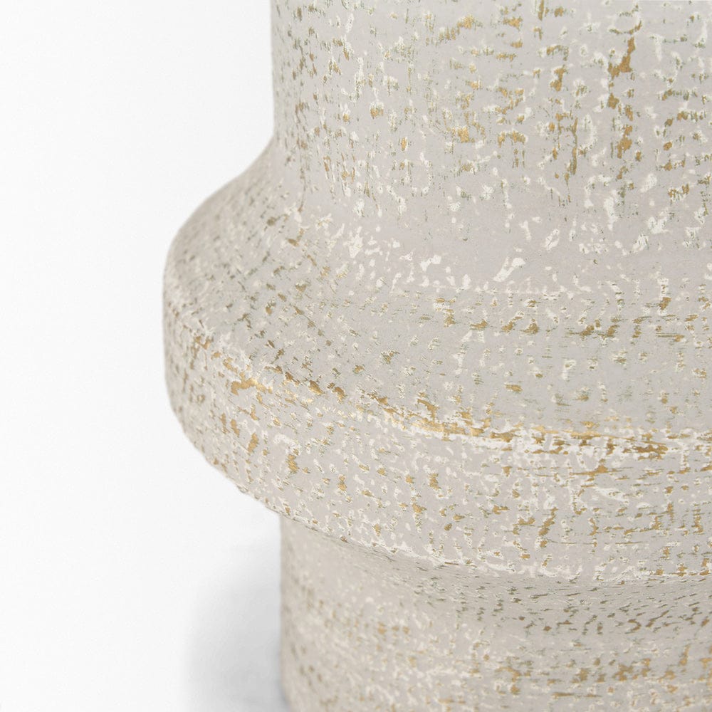 Mercana - Tovah Small Textured White w/ Gold Metal Vase - 70950 view 4