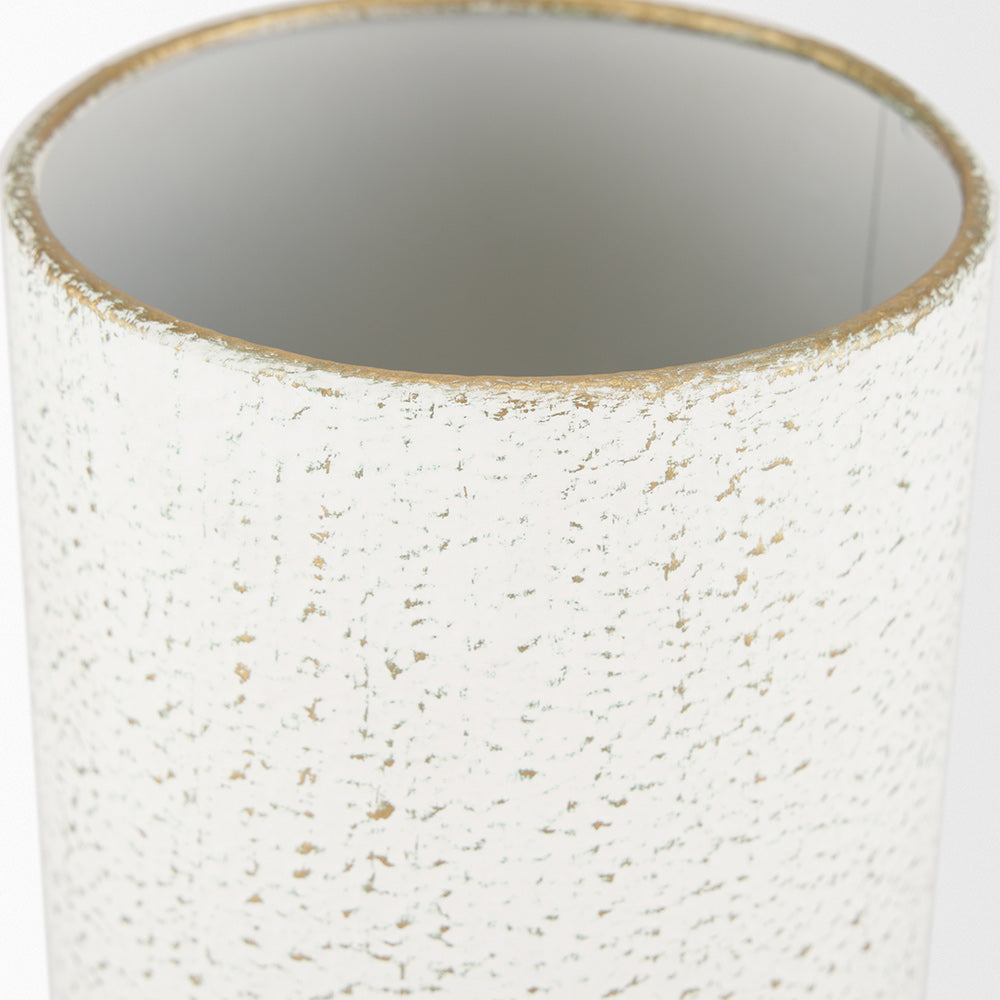 Mercana - Tovah Tall Textured White w/ Gold Metal Vase - 70952 view 3