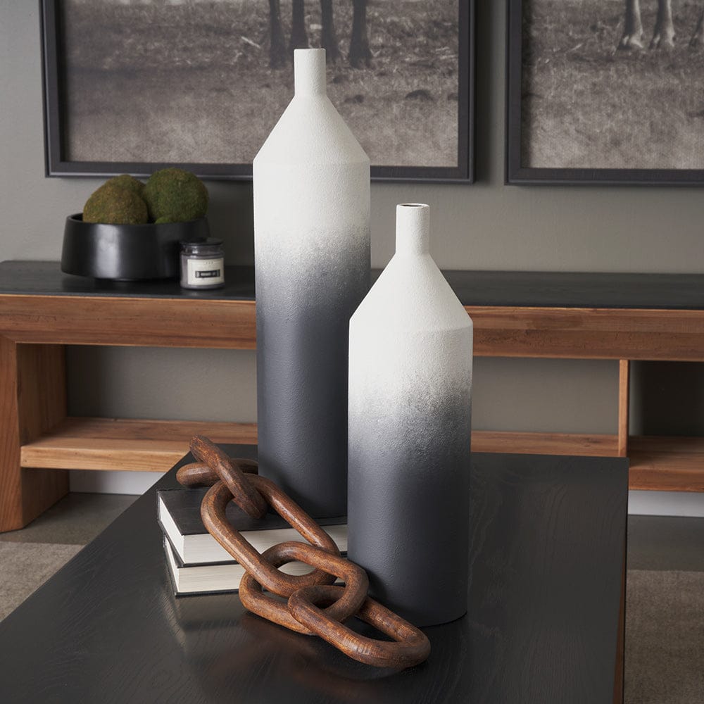 Mercana - Townley Small White w/ Black Ombre Metal Vase - 70953 view 7