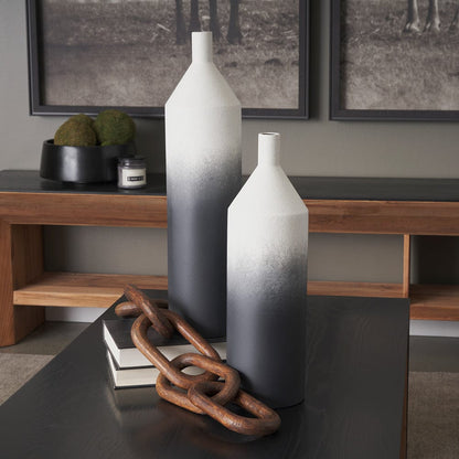 Mercana - Townley Small White w/ Black Ombre Metal Vase - 70953 view 7