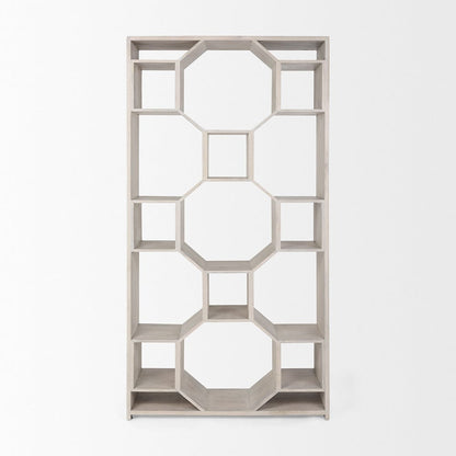 Mercana - Traro 47.75L x 16.0W x 92.0H Beige Wooden Compartment Shelving Unit - 69740 view 2
