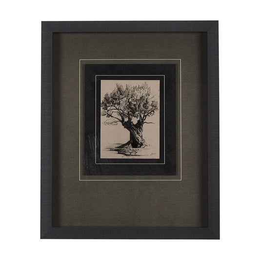 Mercana - Tree Drawing I by Mercana Studio a Hand Embellished Textured Framed Art Print Matted under Glass - 14718 view 1