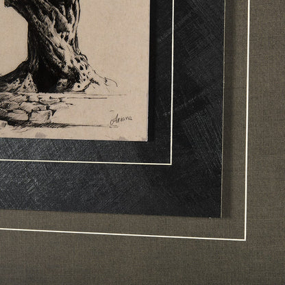 Mercana - Tree Drawing I by Mercana Studio a Hand Embellished Textured Framed Art Print Matted under Glass - 14718 view 6