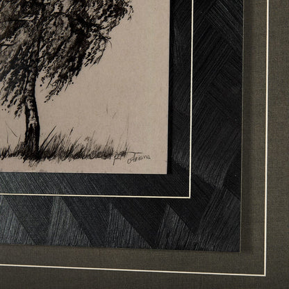 Mercana - Tree Drawing II by Mercana Studio a Hand Embellished Textured Framed Art Print Matted under Glass - 14719 view 6