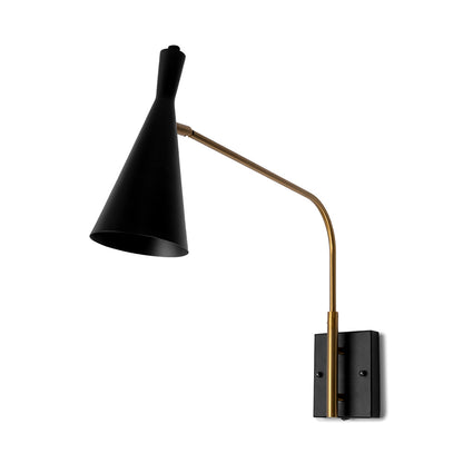 Mercana - Tremont I 23"L x 5.25"W x 17.5"H Black/Gold Metal Conical Shade Wall Sconce - 68287_CLOSEOUT view 1