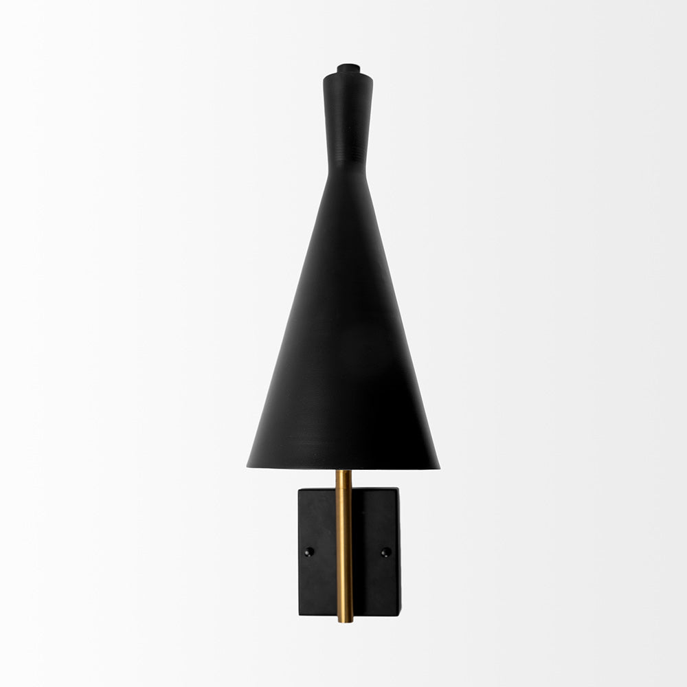 Mercana - Tremont I 23"L x 5.25"W x 17.5"H Black/Gold Metal Conical Shade Wall Sconce - 68287_CLOSEOUT view 4