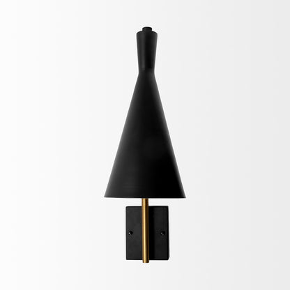 Mercana - Tremont I 23"L x 5.25"W x 17.5"H Black/Gold Metal Conical Shade Wall Sconce - 68287_CLOSEOUT view 4