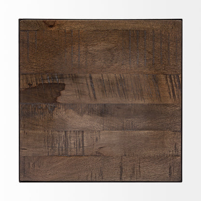 Mercana - Trestman II 24" x 22.5" Square Top Medium Brown Wood and Iron Cross Braced End/Side Table - 68471_CLOSEOUT view 7