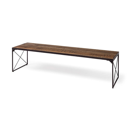 Mercana - Trestman III 66L x 18W Brown Wood Top W/Black Iron Base Accent Bench - 68586_CLOSEOUT view 1