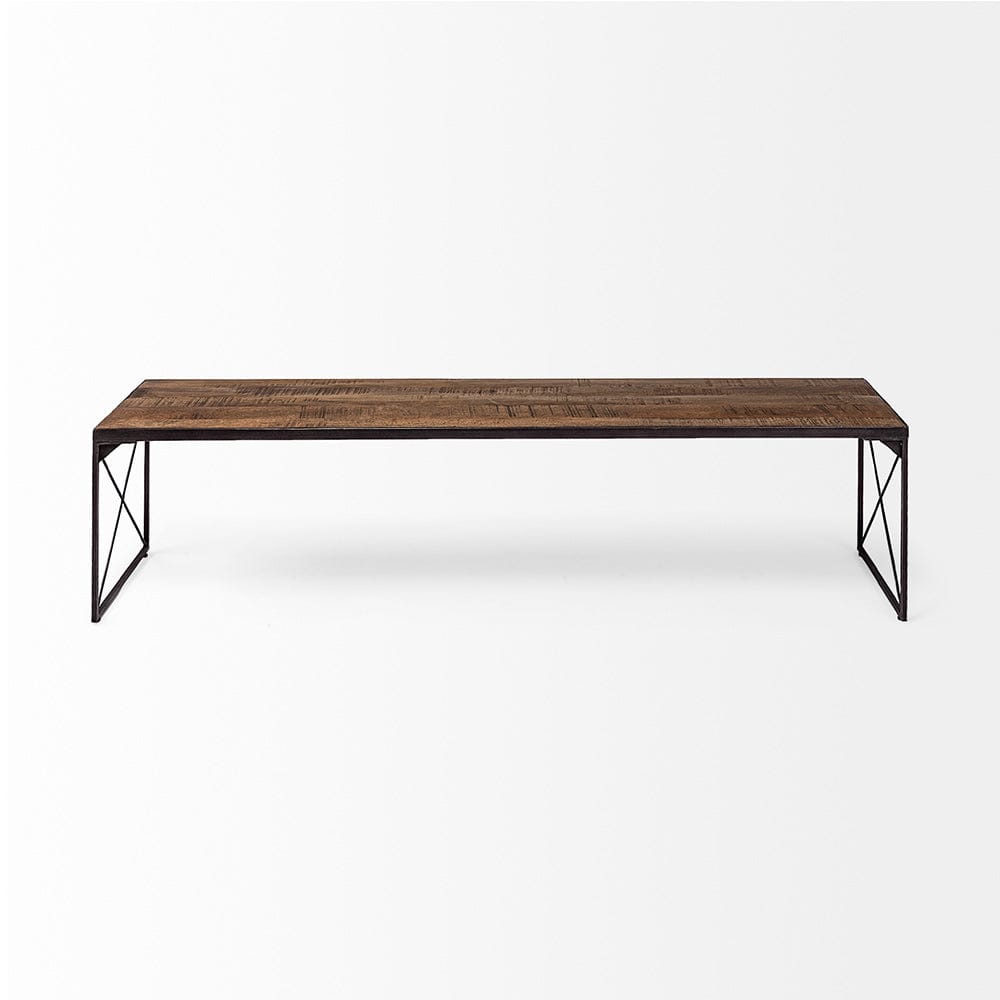 Mercana - Trestman III 66L x 18W Brown Wood Top W/Black Iron Base Accent Bench - 68586_CLOSEOUT view 3