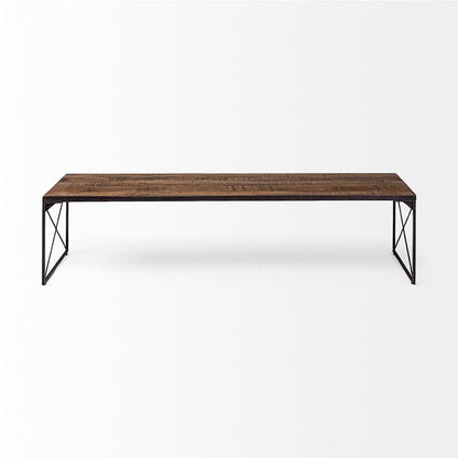 Mercana - Trestman III 66L x 18W Brown Wood Top W/Black Iron Base Accent Bench - 68586_CLOSEOUT view 3