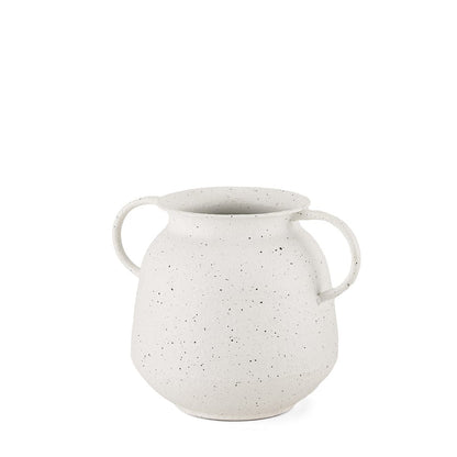 Mercana - Treva Small White w/ Black Speckles Metal Vase - 70959 view 1