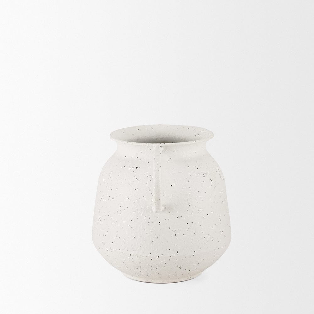 Mercana - Treva Small White w/ Black Speckles Metal Vase - 70959 view 3