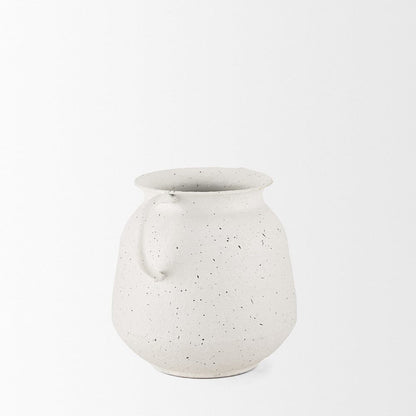 Mercana - Treva Small White w/ Black Speckles Metal Vase - 70959 view 4
