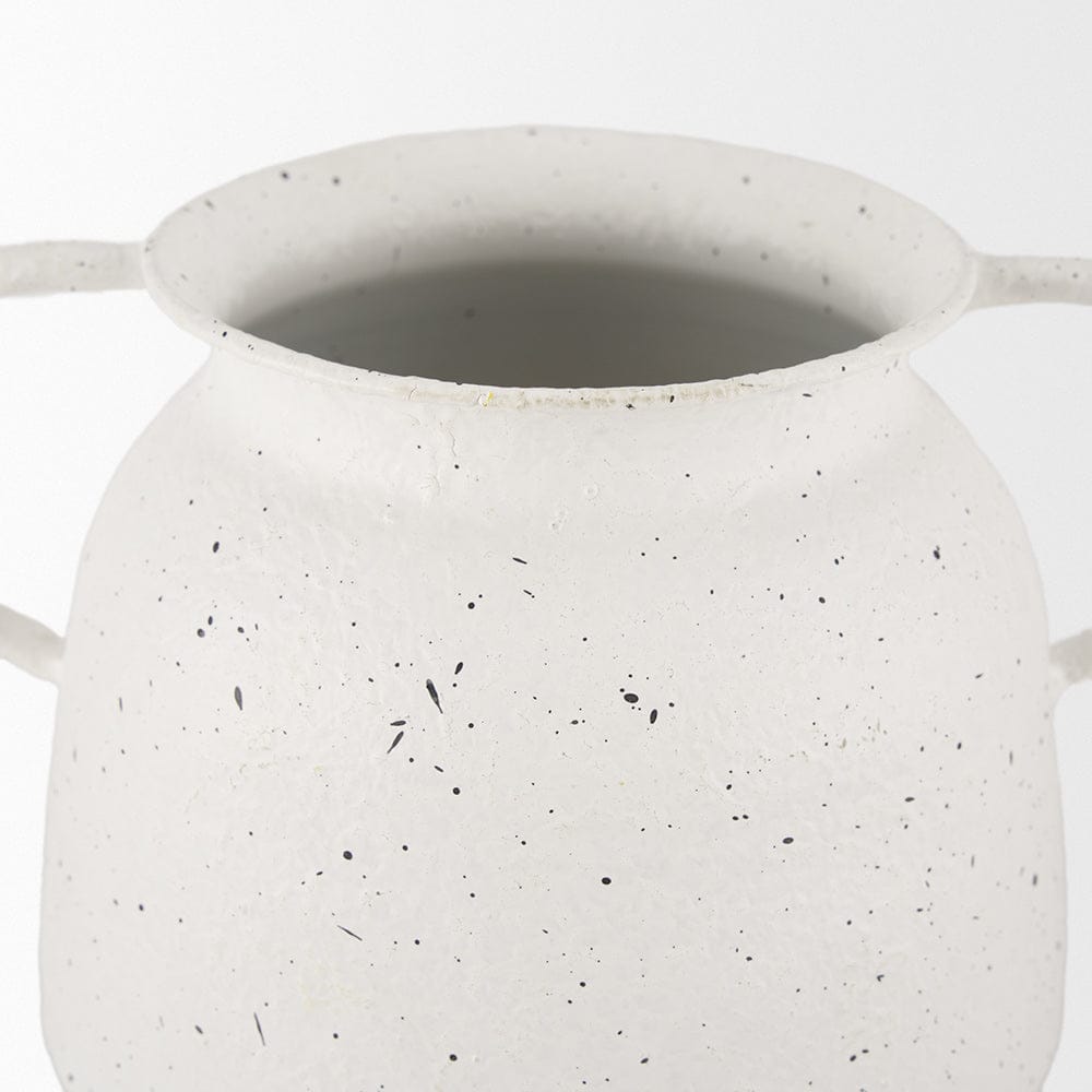 Mercana - Treva Small White w/ Black Speckles Metal Vase - 70959 view 5