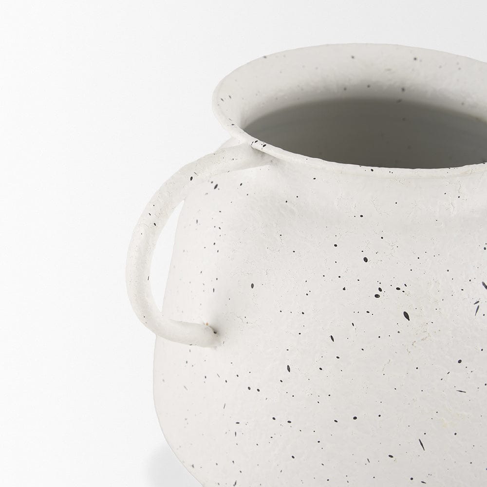 Mercana - Treva Small White w/ Black Speckles Metal Vase - 70959 view 6