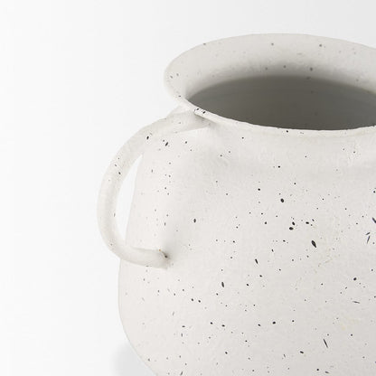 Mercana - Treva Small White w/ Black Speckles Metal Vase - 70959 view 6