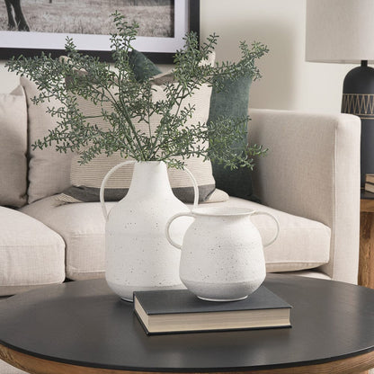 Mercana - Treva Small White w/ Black Speckles Metal Vase - 70959 view 9