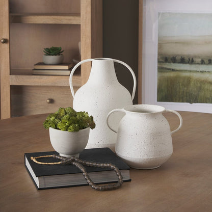 Mercana - Treva Small White w/ Black Speckles Metal Vase - 70959 view 10