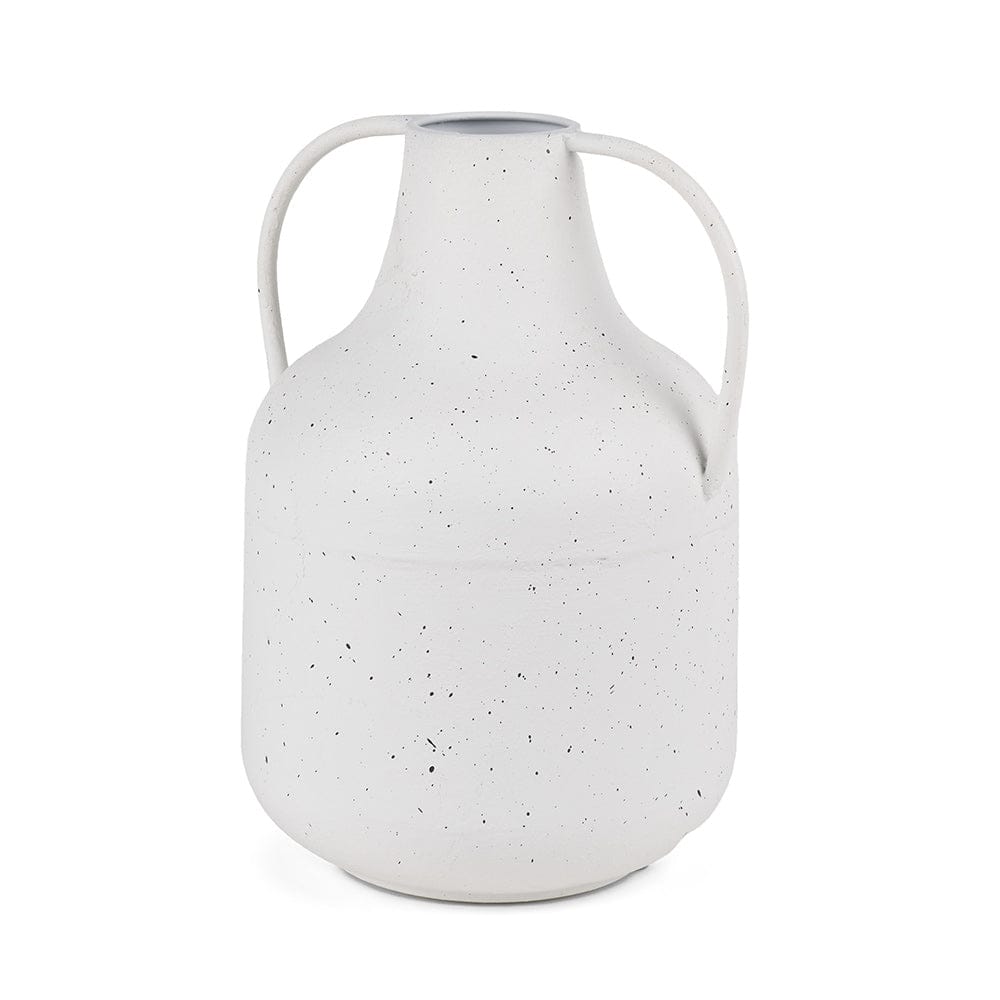 Mercana - Treva Tall White w/ Black Speckles Metal Vase - 70960 view 1
