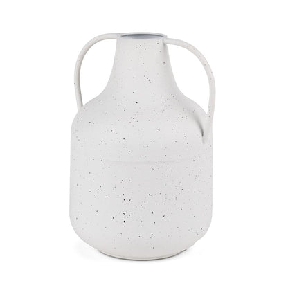 Mercana - Treva Tall White w/ Black Speckles Metal Vase - 70960 view 1