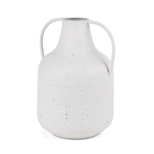 Mercana - Treva Tall White w/ Black Speckles Metal Vase - 70960 view 1