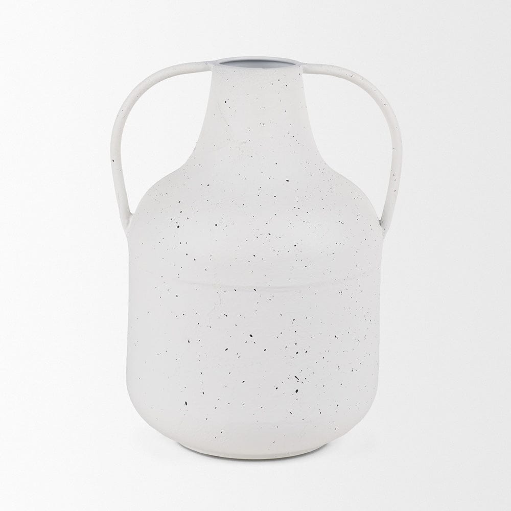 Mercana - Treva Tall White w/ Black Speckles Metal Vase - 70960 view 2