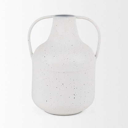 Mercana - Treva Tall White w/ Black Speckles Metal Vase - 70960 view 2