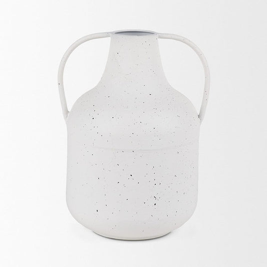 Mercana - Treva Tall White w/ Black Speckles Metal Vase - 70960 view 2