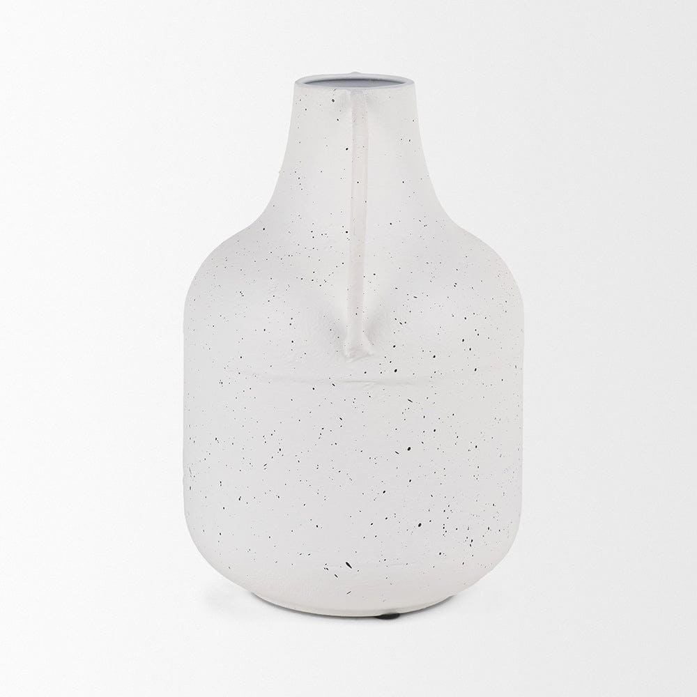 Mercana - Treva Tall White w/ Black Speckles Metal Vase - 70960 view 3