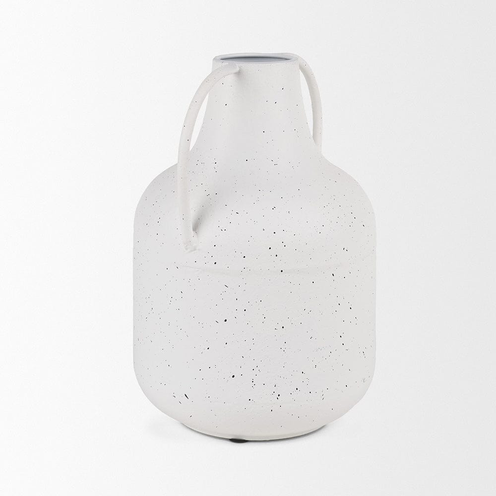 Mercana - Treva Tall White w/ Black Speckles Metal Vase - 70960 view 4