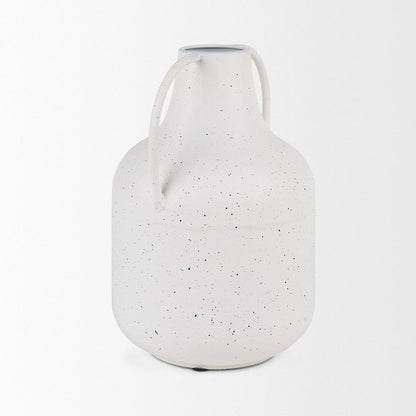 Mercana - Treva Tall White w/ Black Speckles Metal Vase - 70960 view 4