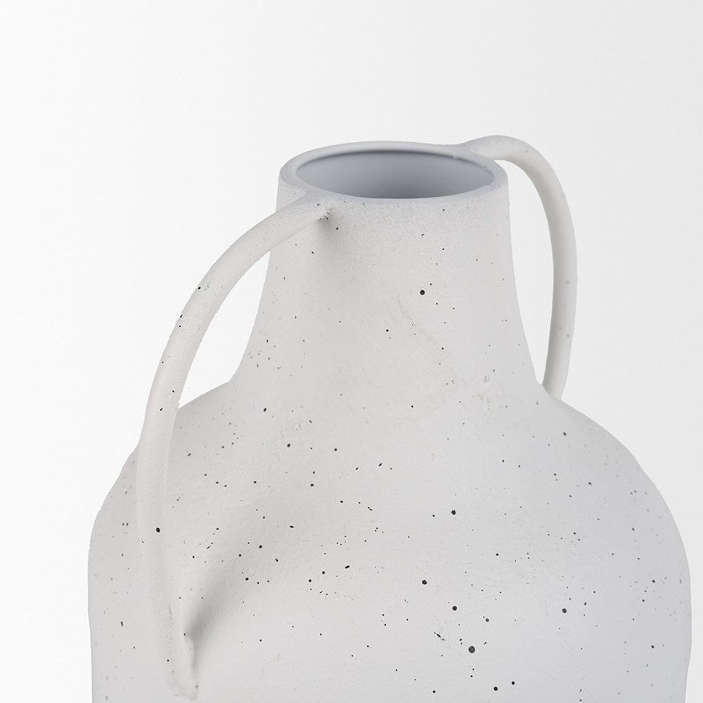 Mercana - Treva Tall White w/ Black Speckles Metal Vase - 70960 view 6
