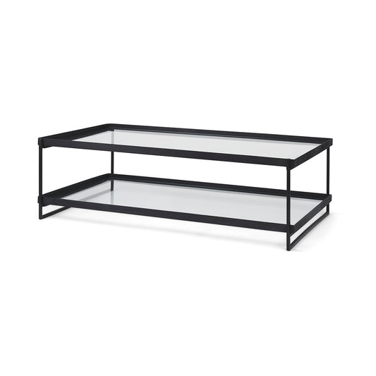 Mercana - Trey 56"L x 32"W x 17"H Black Metal W/Glass Coffee Table - 69786 view 1