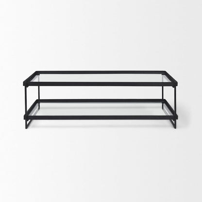 Mercana - Trey 56"L x 32"W x 17"H Black Metal W/Glass Coffee Table - 69786 view 2