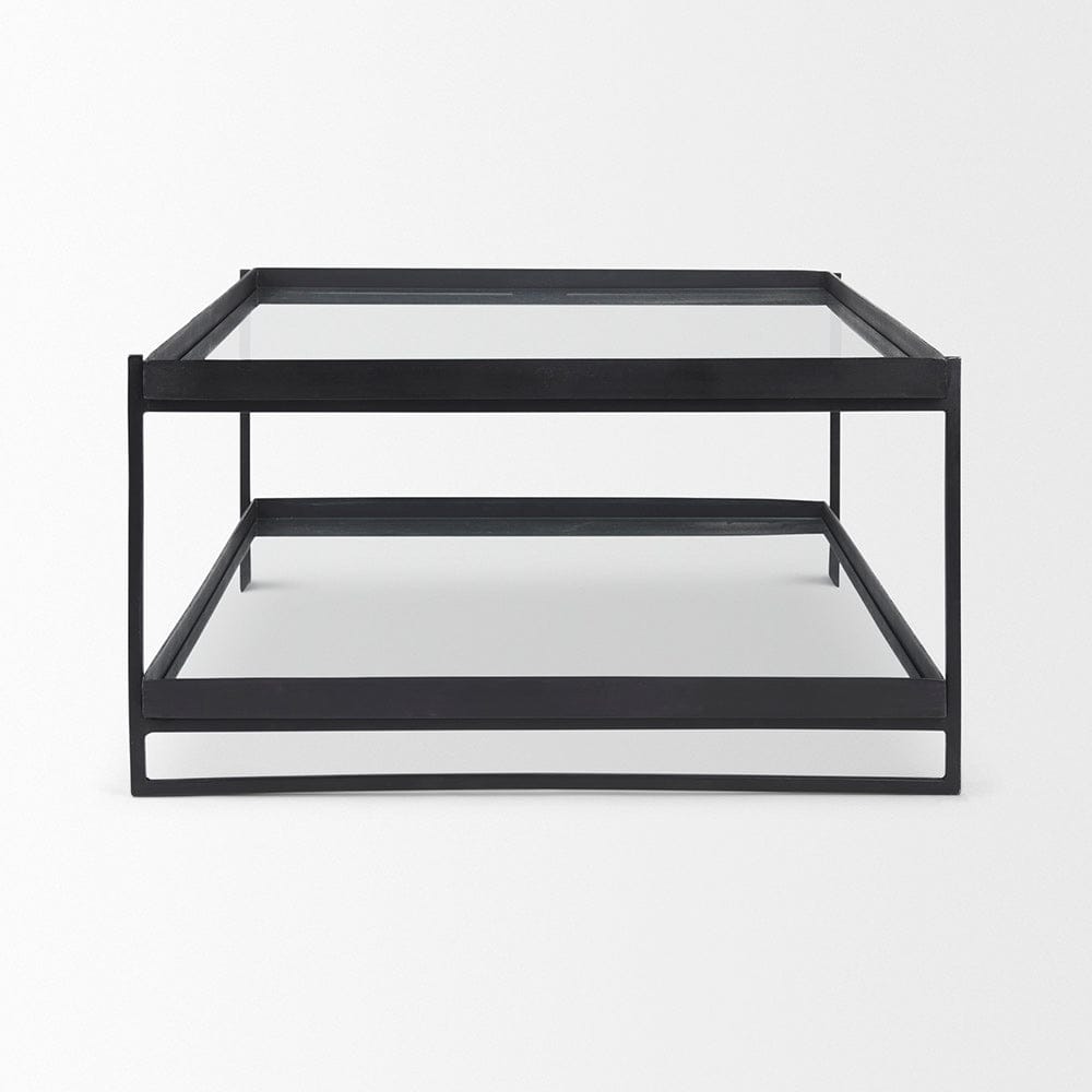 Mercana - Trey 56"L x 32"W x 17"H Black Metal W/Glass Coffee Table - 69786 view 3