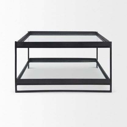 Mercana - Trey 56"L x 32"W x 17"H Black Metal W/Glass Coffee Table - 69786 view 3